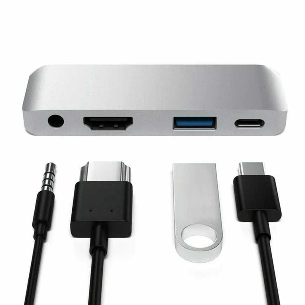 

USB Type-C адаптер для мобильного телефона Pro Hub со стандартной зарядкой USB 3,0 и 3,5 мм разъем для Наушников HDMI-совместим с планшетом 2020 iPad Pro