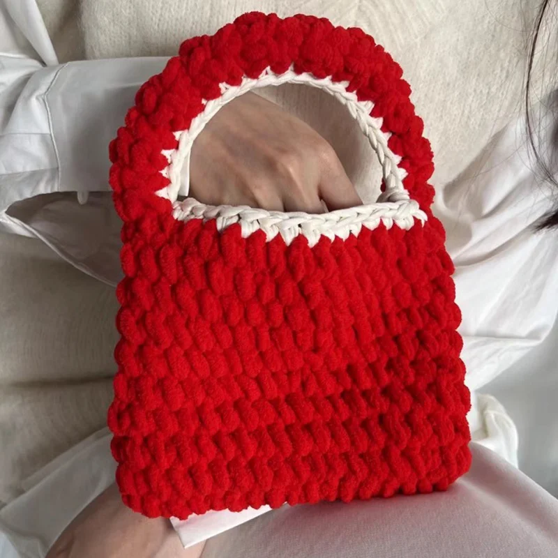 

Повседневные вязаные женские сумочки с клиньями, вязаные крючком дамские сумочки, маленькие сумки-тоуты, женские кошельки, милая плетеная д...