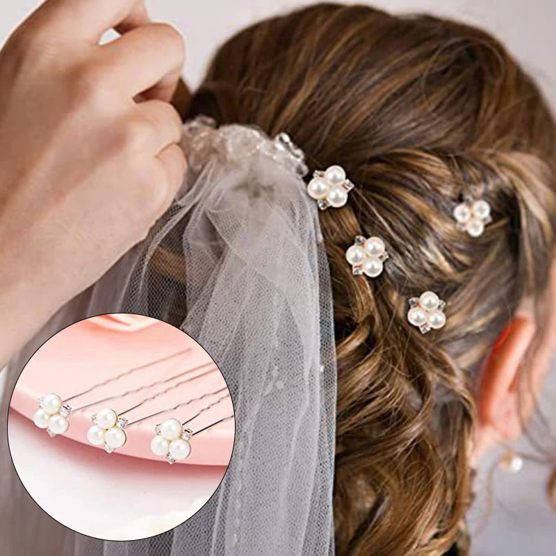 

6Pcs Crystal Bridal Hairpins Pearls Wedding Headpieces Jewelry Rhinestones Hair Clips Handmade Gold Silver Hair Sticks Decor