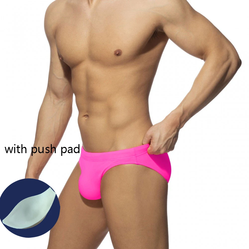 

02 New European And American Solid Color Sexy Swimming Trunks Fashion Simple Multicolor Beach Swim Shorts Swimsuit With Push Pad