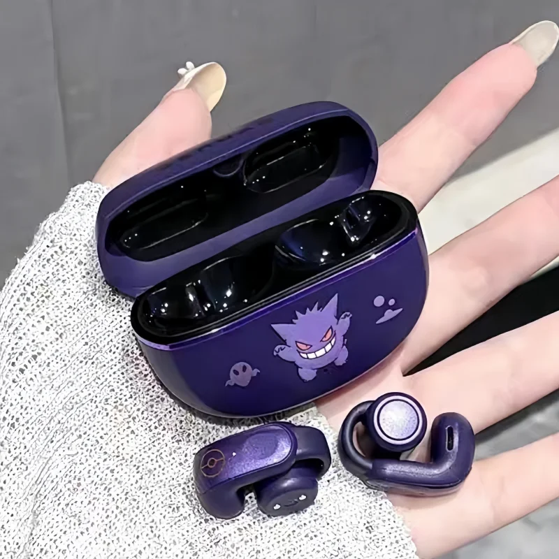 Фото Gengar Pokemon аниме беспроводные спортивные наушники Bluetooth-гарнитура Высокая долговечность Hi-Fi стерео зажим для ушей стиль модный подарок для геймеров №1