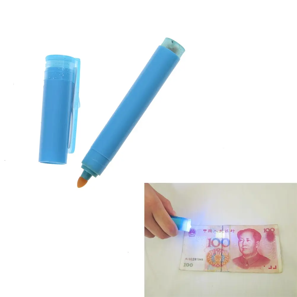 

1 Pc Counterfeit Fake Forged Marker Pen Banknotes Detector 2in1 UV Light Money Bank Note Checker Detector Tester