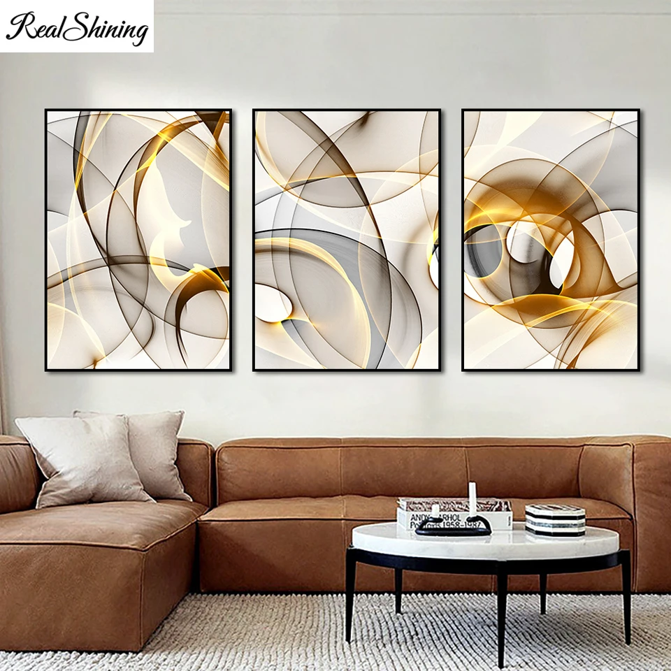 

Абстрактный кофе геометрические Триптих алмазные картины полностью квадратные круглые стразы, алмазная вышивка набор из 3 шт. T1675