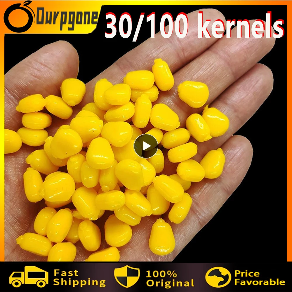 

30/100pcs Silicone Corn Smell Soft Bait Floating Water Corn Carp Fishing Lures With The Cream Smell Of Artificial Rubber Baits