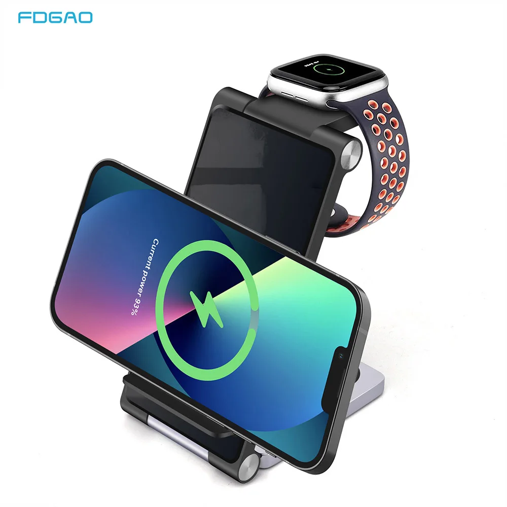 

Qi Wireless Charger 3 in 1 15W For iPhone 13 12 11 Pro MAX XR X 8 Foldable Charging Dock Station For Apple Watch Airpods Pro