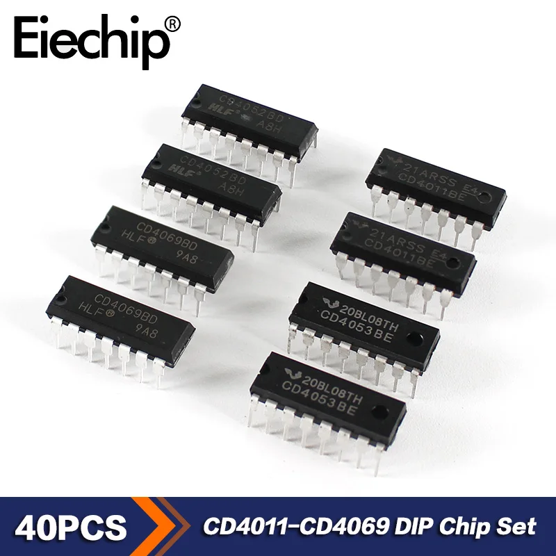 

40pcs/Lot Integrated Circuit Logic IC kit CD4011 CD4069 CD4052 CD4053 DIP Chip Set Electronic Component