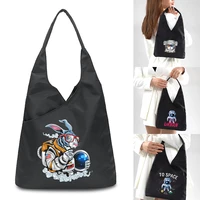 2022 new womens fashion shoulder shopping bags handbag astronaut print simple buttons packet travel shopper tote bag organizer
