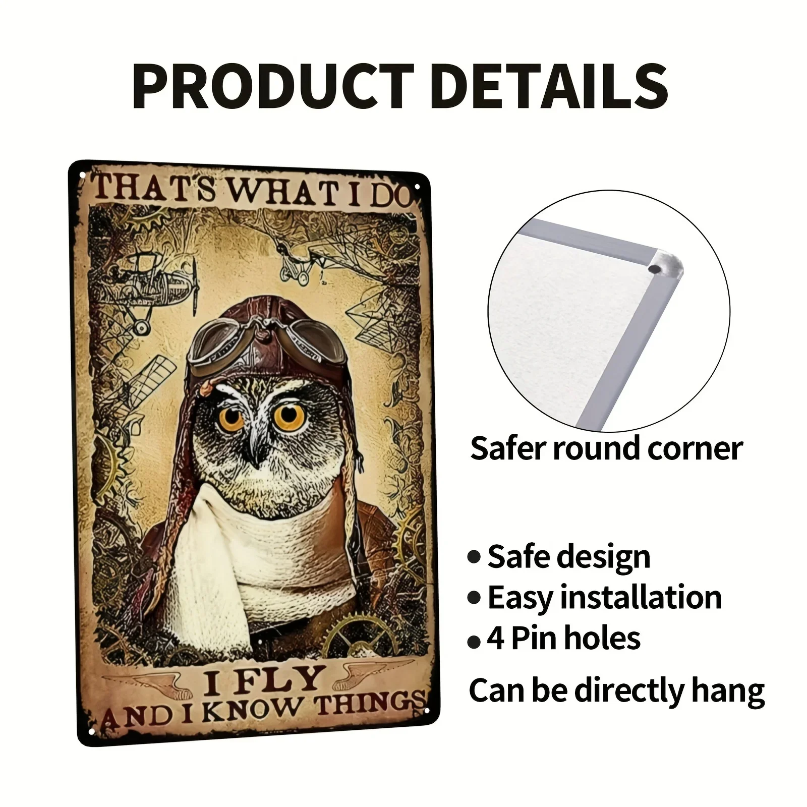 Винтажная Табличка С Совой Металлическая Железная Настенная Вывеска Античный