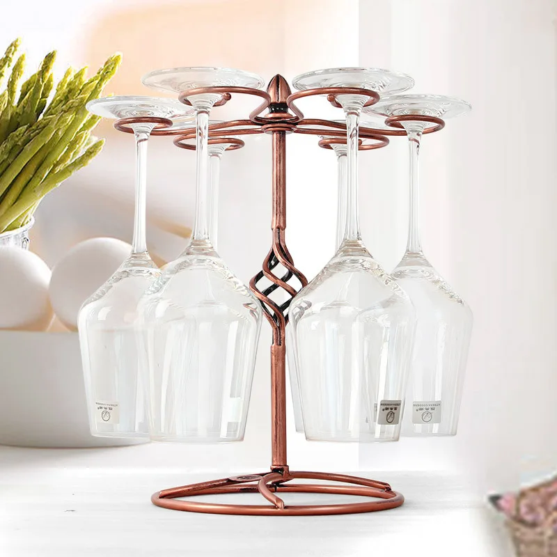 

Hanging Wine Glass Cup Rack Arts Decorative Upside Down Cup Goblets Display Holder Iron Stemware Stand