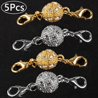 5pcs rhinestone paved round metal magnet clasps hook 10mm bracelet necklace strong magnetic connection clasps diy jewlery making