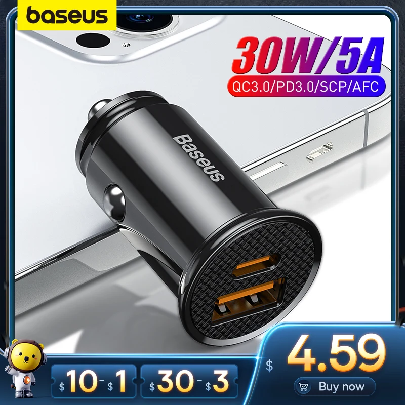Автомобильное зарядное устройство Baseus 30 Вт с USB-портом для быстрой зарядки 4,0 3,0 FCP SCP USB PD для Xiaomi iPhone 12 13 14 Pro, автомобильное зарядное устройство для телефона с быстрой зарядкой Автомобильное зарядное устройство Baseus 30 Вт с USB-портом для быстрой зарядки 4,0 3,0 FCP SCP USB PD для Xiaomi iPhone 12 13 14 Pro, автомобильное зарядное устройство для телефона с быстрой зарядкой