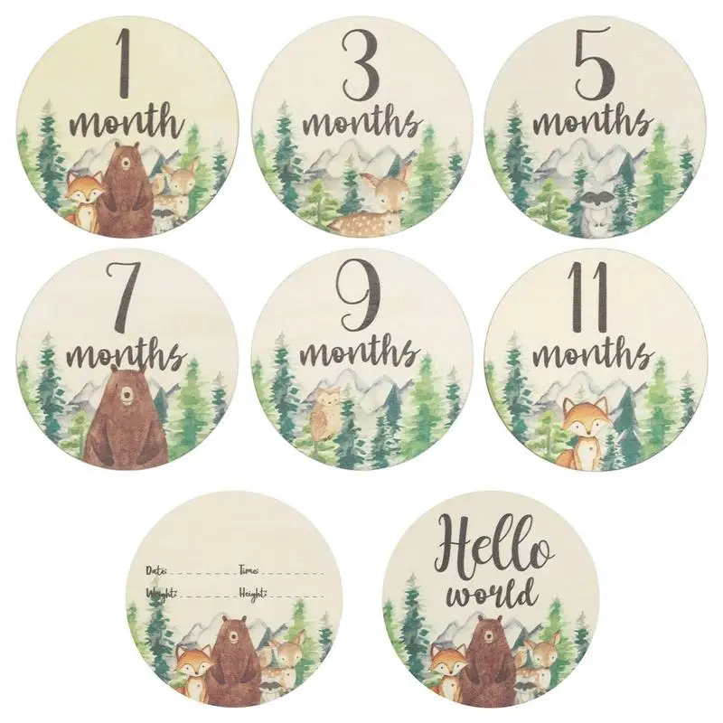 

1/6pcs Baby Milestone Number Monthly Memorial Cards Newborn Baby Wooden Engraved Age Photography Accessories Birthing Gift