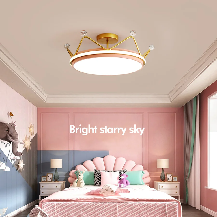 

Creative crown Modern led Ceiling lights For Bedroom girl princess children's room Black/Gold led Ceiling lamps indoor lighting