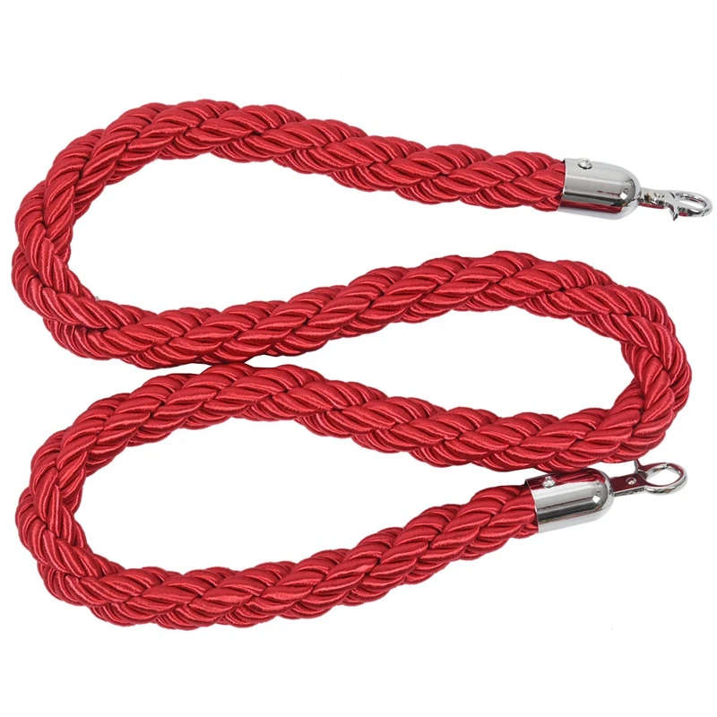

3X Quality 1.5M Long Twisted Queue Barrier Rope Red For Posts Stands