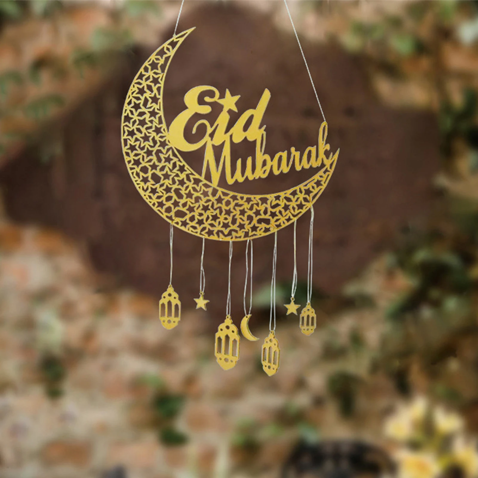 

Wooden Eid Mubarak Hanging Ornaments Crafts Ramadan Decoration For Home Islamic Muslim Party Gifts Kareem Moon Decor