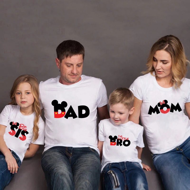 

Summer Brothers and Sisters Family Unisex T-Shirt Disney Mickey Mouse Minnie Dad Mom Kids Newborn Matching Romper T Shirt