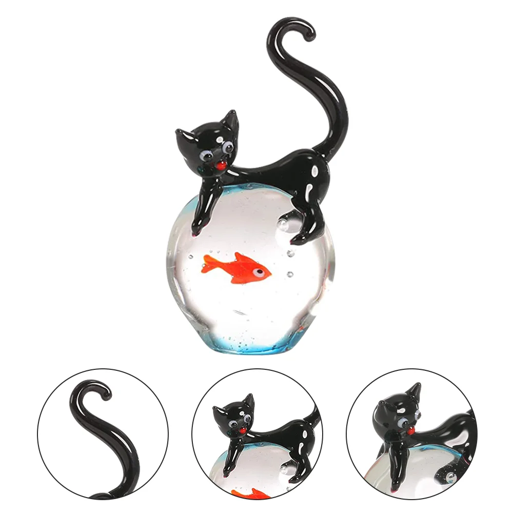 

Cat Figurine Crystalstatue Ornament Decor Kitten Desktopfigurines Cute Tiny Figure Decorations Miniature Paperweight Animal