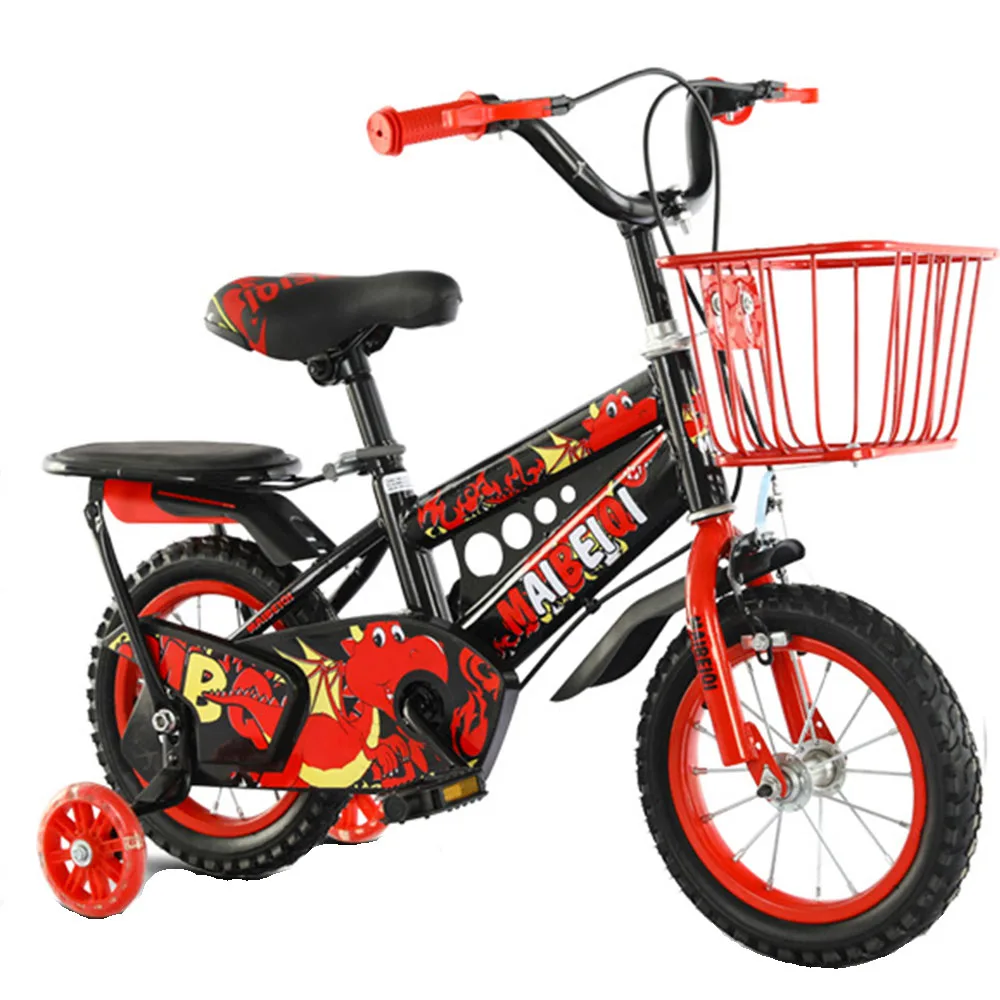 

Детский велосипед 12 дюймов, детский велосипед с тренировочными колесами, усиленная рама из высокоуглеродистой стали, удобное седло