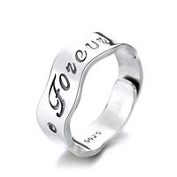s925 sterling silver woman rings european american style wave english adjustable wedding ring set for couple silver jewelry