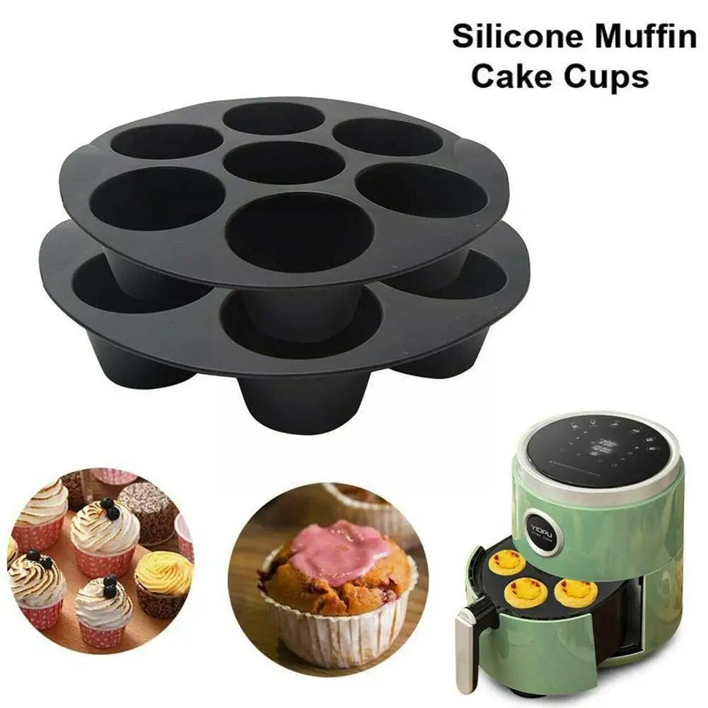 

18cm/20cm Silicone Air Fryer Baking Molds 7-Cavity Baking Cups Pan Cake Baking Mold Gadgets Cupcake Muffin Cake Kitchen C7N3