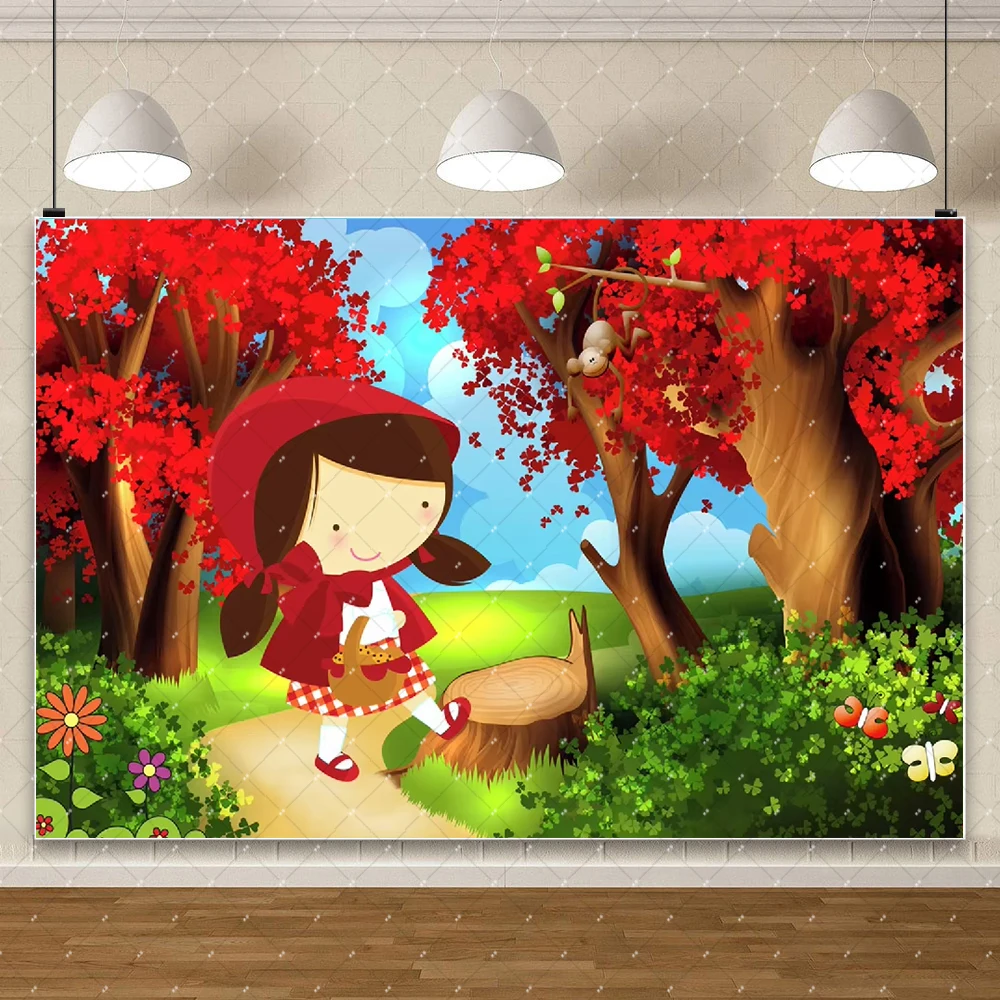 Индивидуальный фон с изображением Красной Шапочки из мультфильма детский для