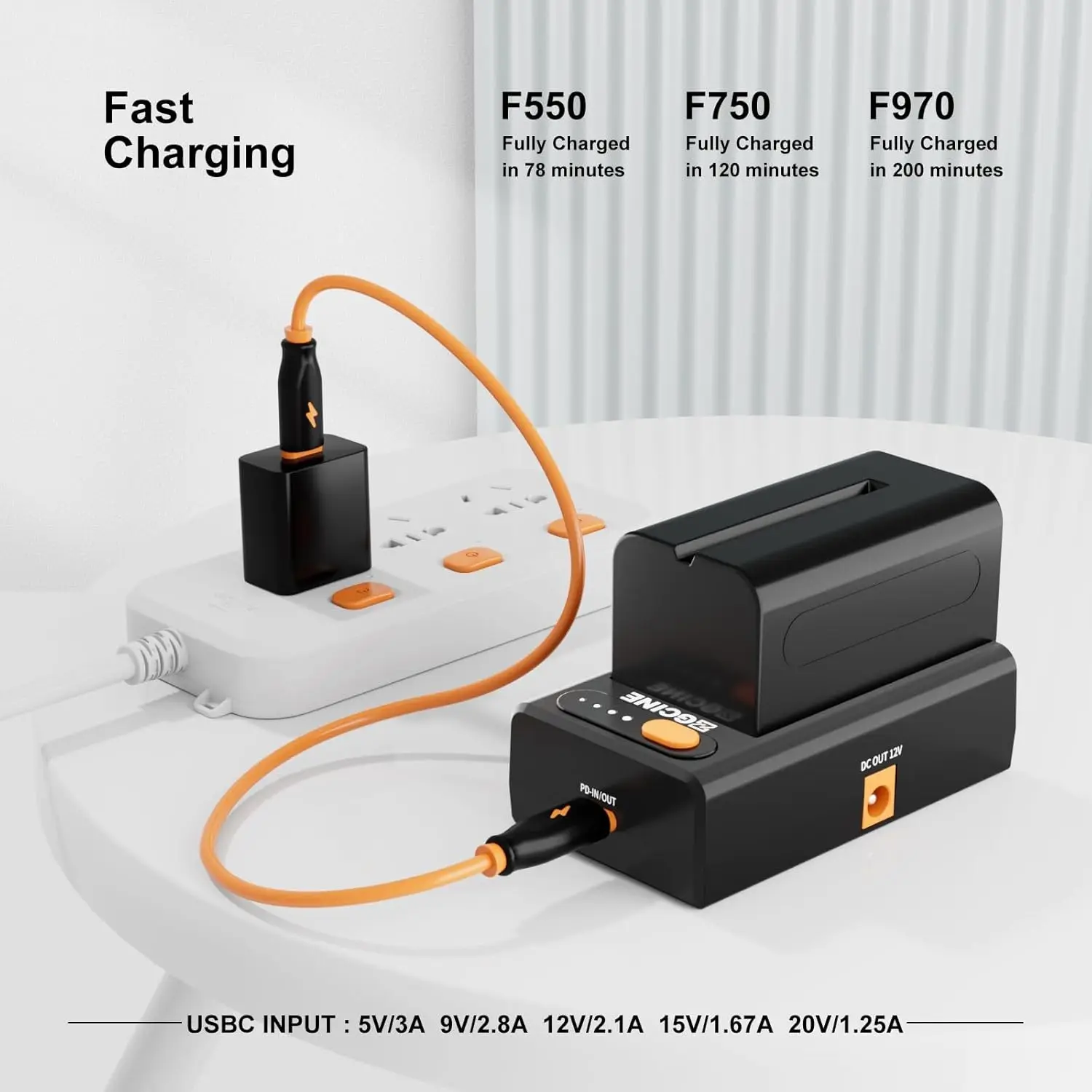 Фото Зарядное устройство ZGCINE NP-F с быстрой зарядкой USB-C PD, выход DC 8.4V 12V для аккумуляторов Sony NP-F550, NP-F750, NP-F970, камер, мониторов, видеосвета №4