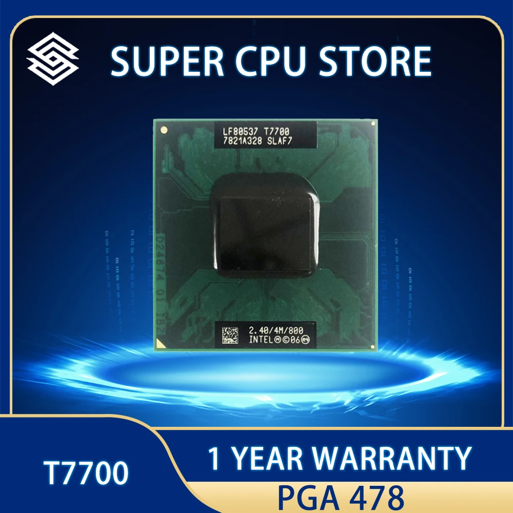 Intel Core 2 Duo T7700 SLA43 SLAF7 2.4 GHz Dual-Core Dual-Thread CPU Processor 4M 35W Socket P PGA 478