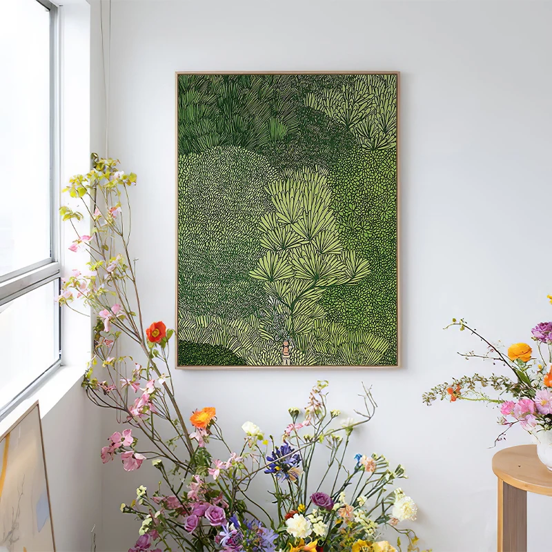 Индивидуальная картина маслом на лесной холсте без рамы шикарные зеленые листья