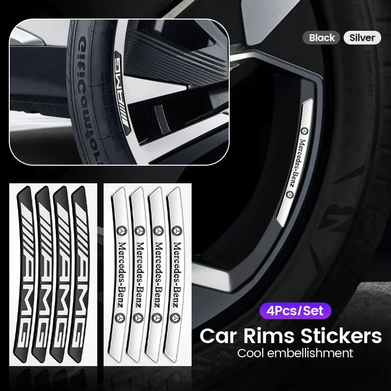 4 шт. декоративные наклейки на обод ступицы колеса Mercedes Benz AMG GLA W212 W204 W211W168 W213 W205 W210