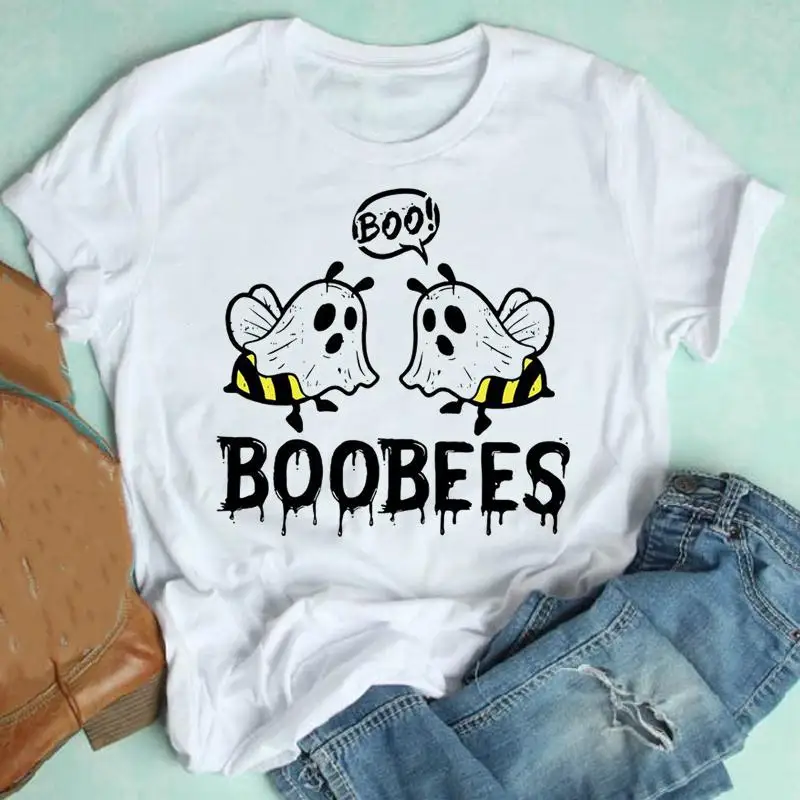 

Women Clothing Funny Printing Fall Thanksgiving Happy Halloween Tshirt Cartoon 90s Print Female Tee Top Graphic T-shirt