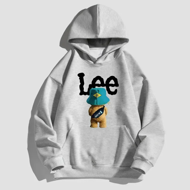 

Хлопковая мужская толстовка с изображением медведя, Брендовые женские толстовки с рисунком, повседневный пуловер с капюшоном в стиле Харадзюку, свитшоты