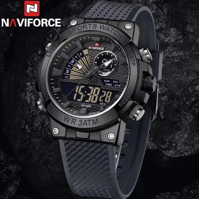 NAVIFORCE Мужские часы ТПУ ремешок Дата Неделя Дисплей Кварцевые Спортивные