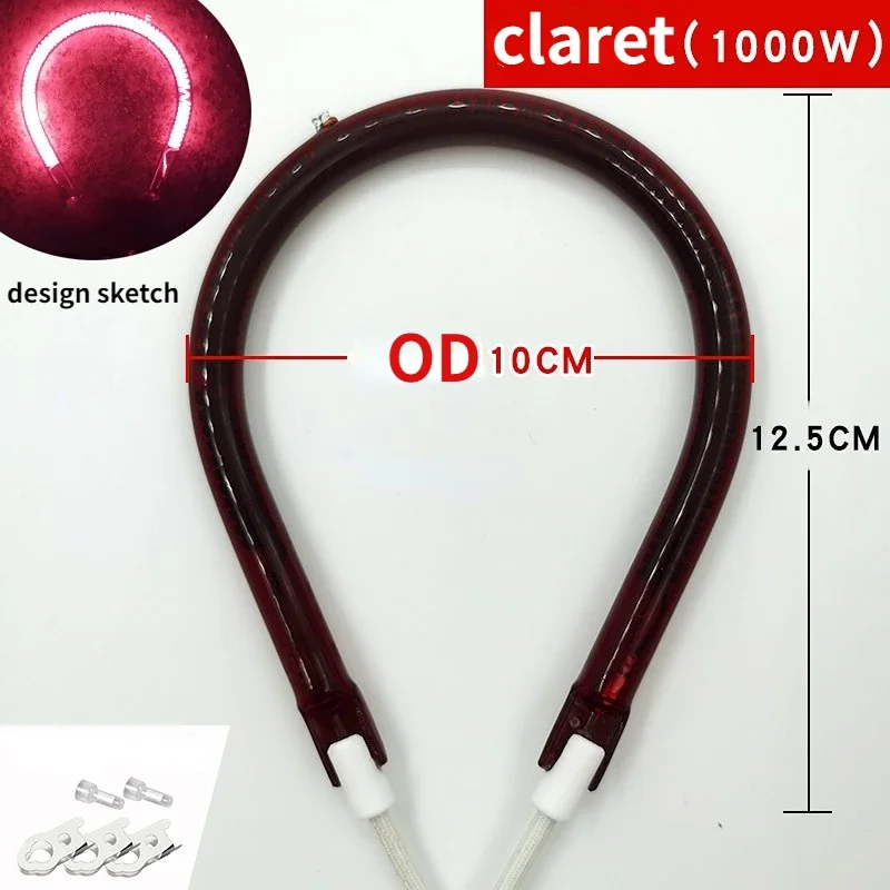 

1 шт., 220 В, 600 Вт-1200 Вт, электрическая тепловая трубка из углеродного волокна для инфракрасной кварцевой нагревательной трубки, нагревательная стержень, печь, круглые галогенные элементы