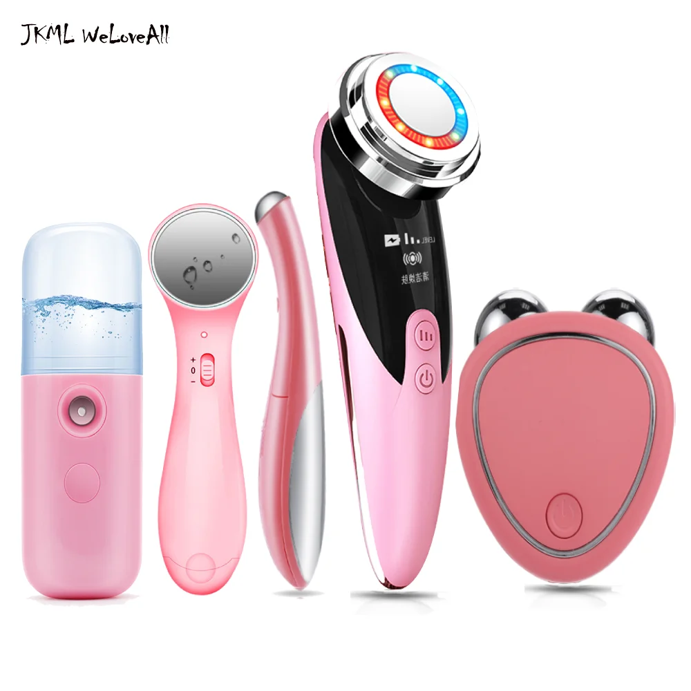 EMS LED Skin Tightening Rejuvenation Device Radio Frequency Eye Lifting Machine Facial Neck Slimmer Roller Massager Nano Spray