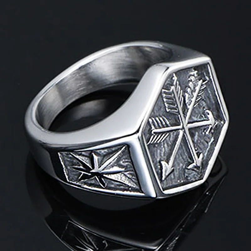 Винтажное мужское кольцо со стрелкой в стиле викингов из нержавеющей стали 316L с