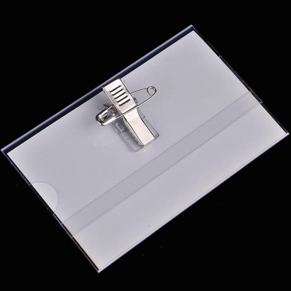 

50Pcs Portable Badge Holders Reusable ID Card Holders Metal Badge Buckles Worker Supply