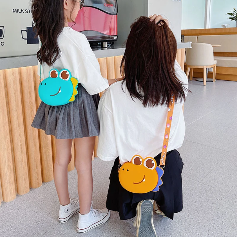 New Creative Dinosaur Parent-child Diagonal Bags Fashion Girls Boys Silicon Children Cute Cartoon Shoulder Bag In Kindergarten