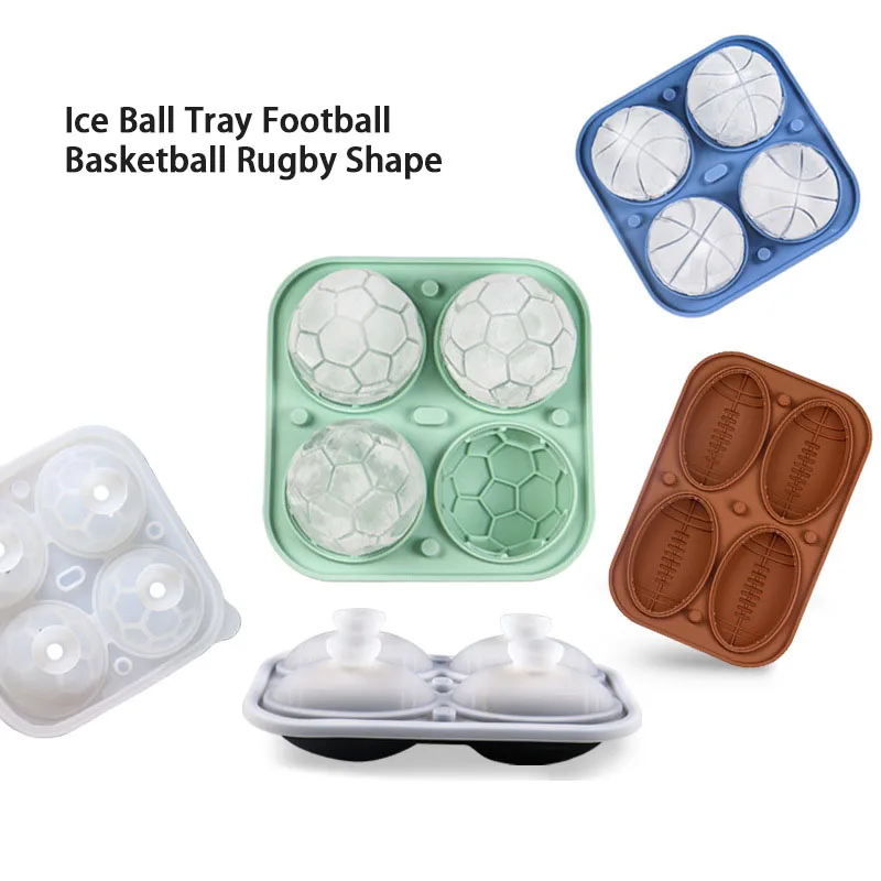 

Silicone Football Basketball Ice Tray Rugby Shape Whisky Ice Ball Maker Hockey Mold Cube Freezer Ice Box Kitchen Tools