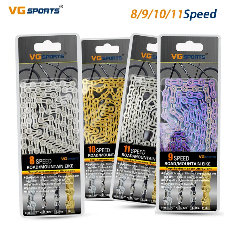 

VG Sports 8 9 10 11 12 Speed Ultralight Bicycle Chain EL Half Hollow Chain 8s 9s 10s 11s 12s 116L Mountain Road Bike Chain Parts
