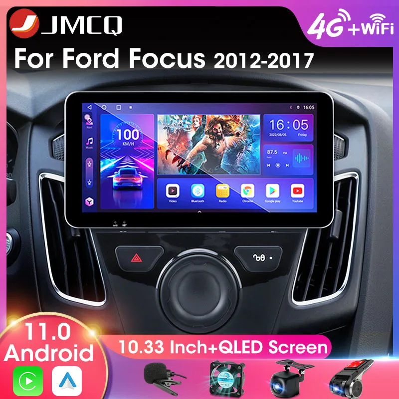 

JMCQ 2Din 10.33" Widescreen Car Radio Multimedia Video Player For Ford Focus 3 Mk 3 2012-2017 QLED Screen Carplay Android Auto