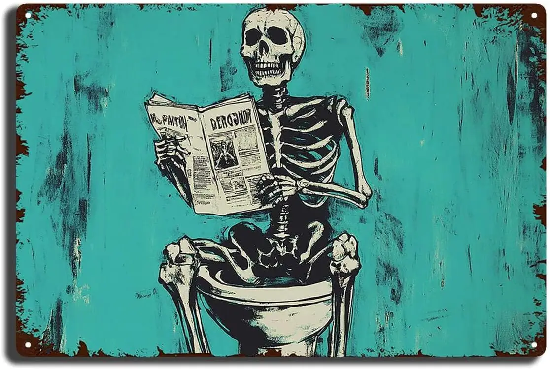Tn Sgns забавный metl Декор сgn скелет Sttng на толето redng newspper Для восстановленного