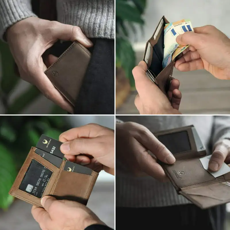 

Card Wallet with RFID Protection, Thin Small Wallet, 9 Card Slots for up to 13 Cards