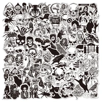 100pcs gothic style stickers cool punk devil black and white horror gothic decal stickers for macbook computer guitar tablet car
