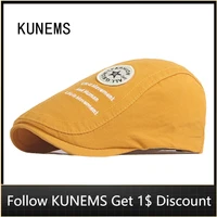 kunems fashion newsboy hats literary retro berets casual wild cotton hat for man youth tide forward cap korean version unisex