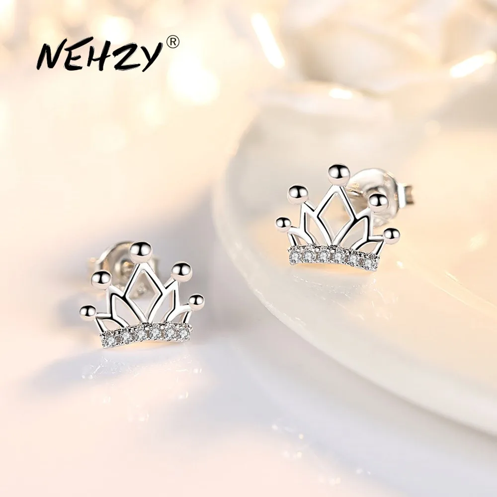 

NEHZY 925 silver needle Stud Earrings High Quality Woman Fashion Jewelry New Simple Crown Cubic Zirconia Hot Sale Earrings