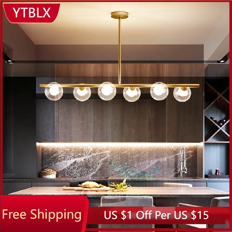 

Nordic Black Gold Pendant Lights Glass Globe Rod Hanging Pendant Lamp Dining Room Bar Restaurant Lustres de plafond AC110V 220V