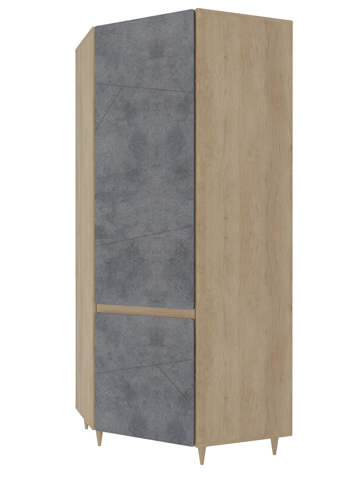 Угловой шкаф Beneli Kyoto Concrete Dark/Oak Nebraska Furniture для гостиной комнаты, консольный стеллаж для хранения, деревянный комод.