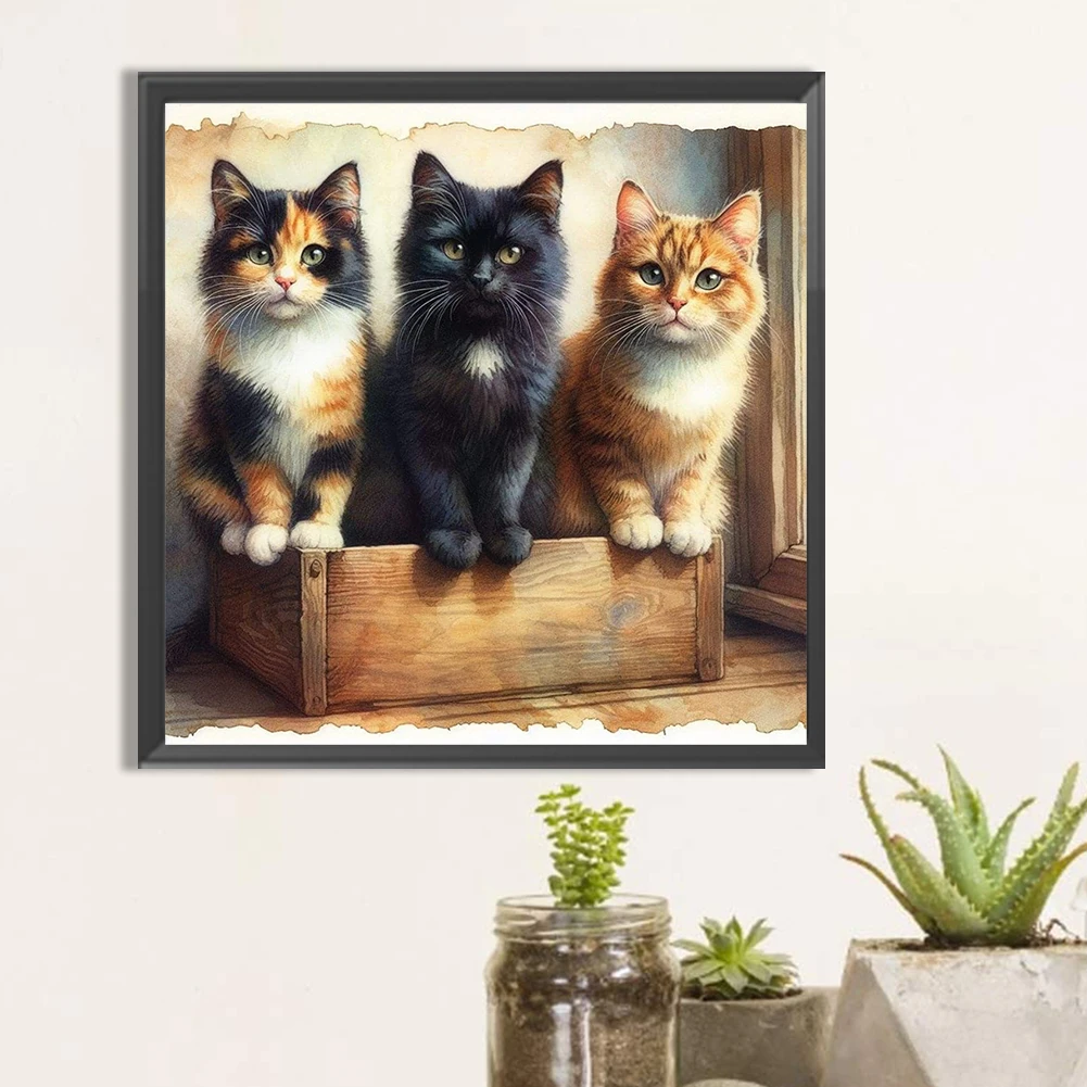 5D DIY Полный круглый дрель Алмазная картина Кошка Набор Домашний декор