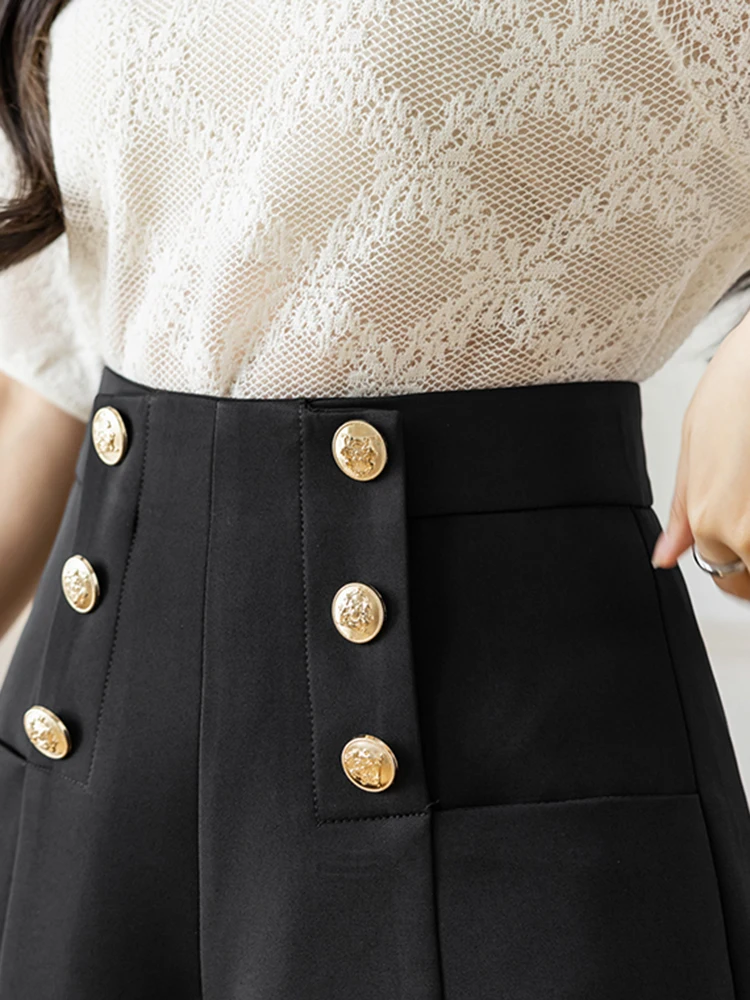 DFRCAEG 2023 Summer Korean Shorts For Women High Waist Black White Khaki Fashion Suit Shorts With Lining Casual Ladies Shorts