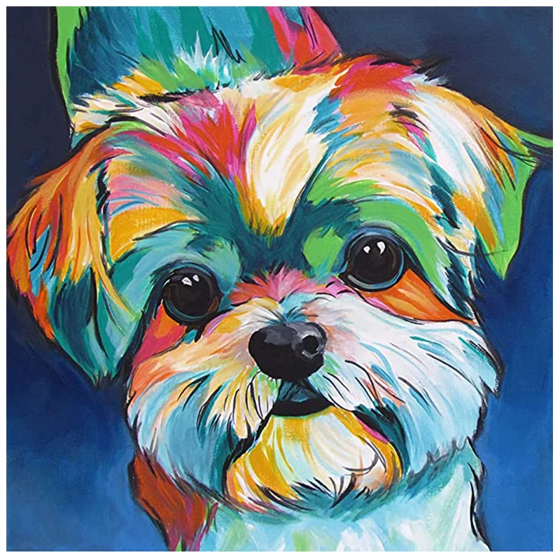 

Colorful Dogs Diamond Painting 5D Diy Full Square Drill Diamond Animal Rhinestone Embroidery Cross Stitch Art Home Decor Gift